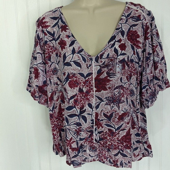 LUCKY BRAND Gauzy Floral Top Sz L - Picture 3 of 13
